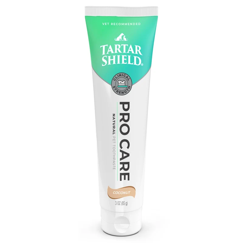 Pro Care Tartar Shield — Dentifrice naturel pour animaux (VOHC approuvé) – Protège plaques et tartre – Haleine fraîche – Goût coco – 3 onces