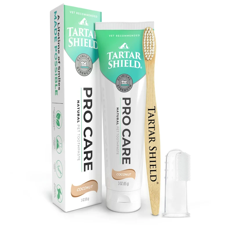 Tartar Shield Pro Care – Dentifrice enzymatique naturel pour chiens et chats – Haleine fraîche et propreté dentaire – Saveur coco, 3 oz
