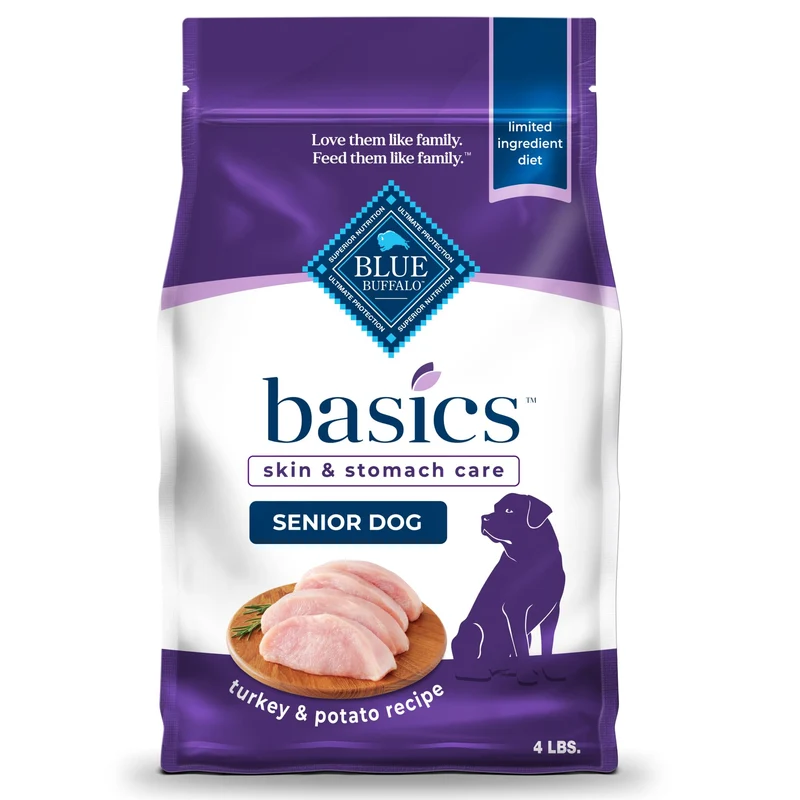 Blue Buffalo Basics Senior – Croquettes Dinde & Pommes de Terre pour Chien Senior, 4 lb
