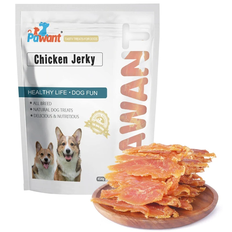 Pawant Poulet Jerky pour Chiens – Friandises d'Entraînement Sans Rawhide (454 g)