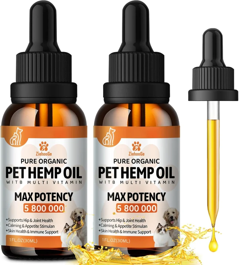 ZiehooGe Huile de chanvre pour chiens et chats (2 paquets) – Relaxation, confort et soutien des articulations