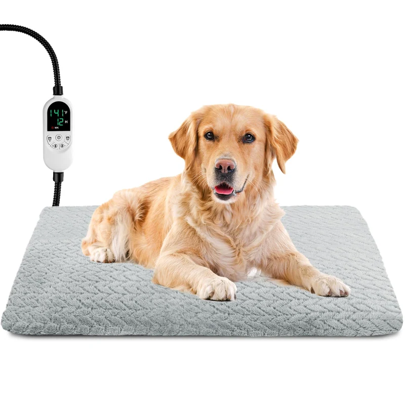 ENJOY PET Tapis Chauffant pour Chiens et Chats – 28''x18'', 12 Niveaux, Cordon Acier Renforcé