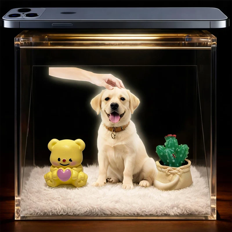 LMAKUS Maison de Projection Holographique pour Animaux – Vidéo 3D Personnalisée et Mémorial pour Chiens et Chats