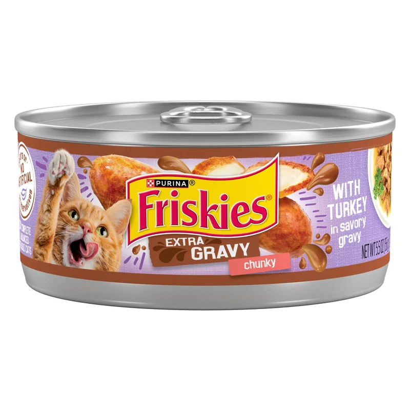 Purina Friskies Extra Gravy – Dinde en Morceaux dans Sauce Savoureuse, Lot de 24 boîtes 5,5 oz