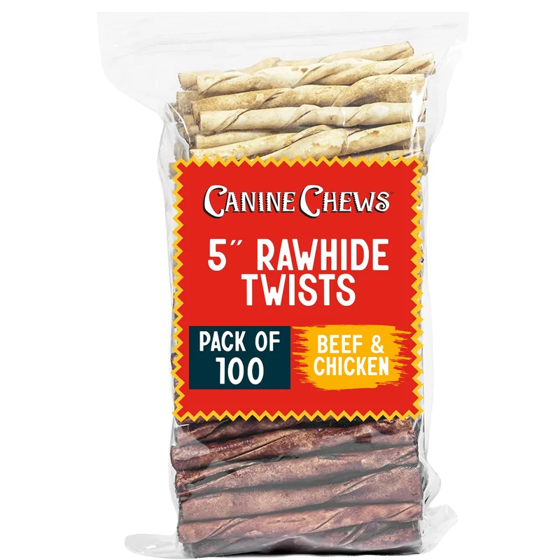 Canine Chews Twists Cuir Brut Boeuf & Poulet – Os pour Petits et Moyens Chiens – Santé Dentaire