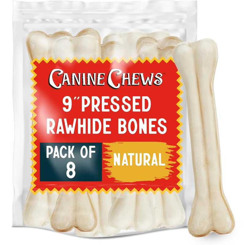 Canine Chews – Os Pressés en Boeuf pour Grands Chiens, 9 Pouces, 8 Pièces