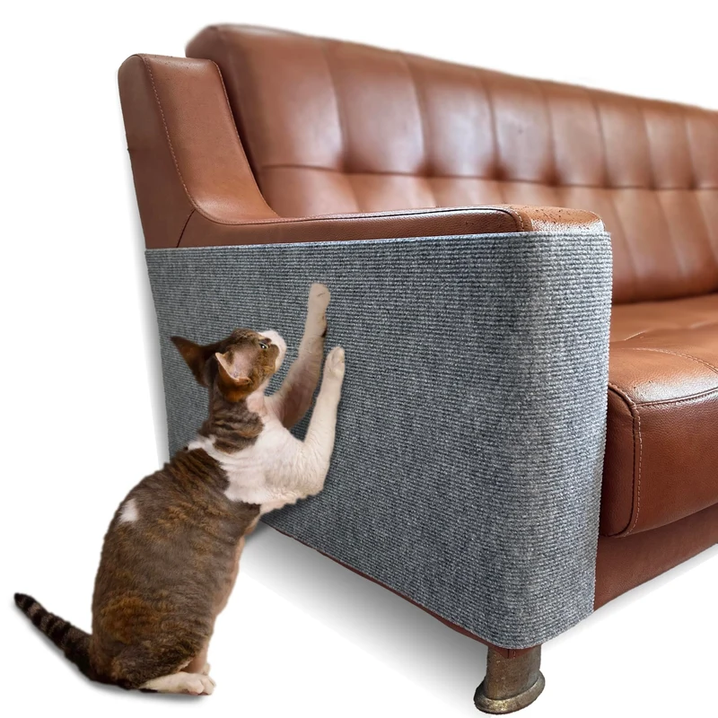DOZZOPET Tapis de Griffage Auto-Adhésif pour Chat – Protection Canapé Gris 16 × 78 po