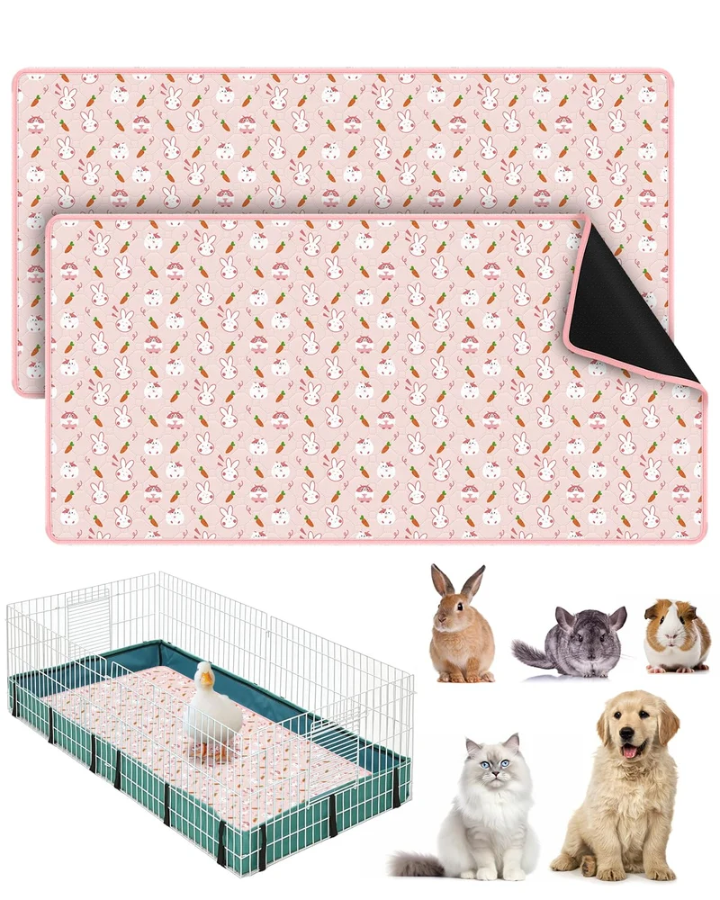 Bissap – 2 Draps de Cage Cochon-d-inde 120x60 cm, Lavables, Absorbants et Anti-Dérapants