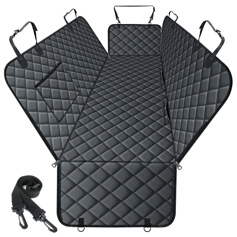 NECKORY Housse de siège arrière pour chien – Étanche, antidérapante, poches – Taille L, Noir
