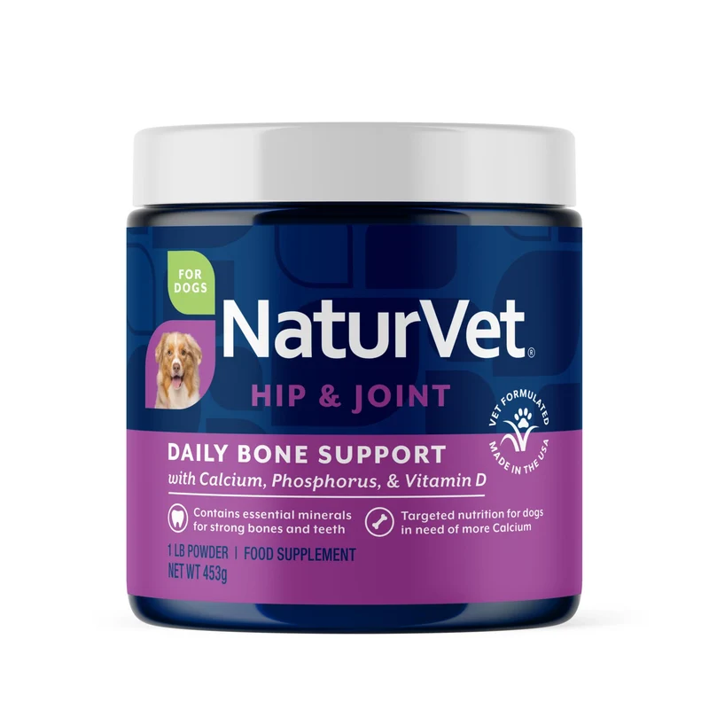 NaturVet Calcium-Phosphore pour Chiens – Ossature saine, Vitamine D, Sans Colorant, 16 oz