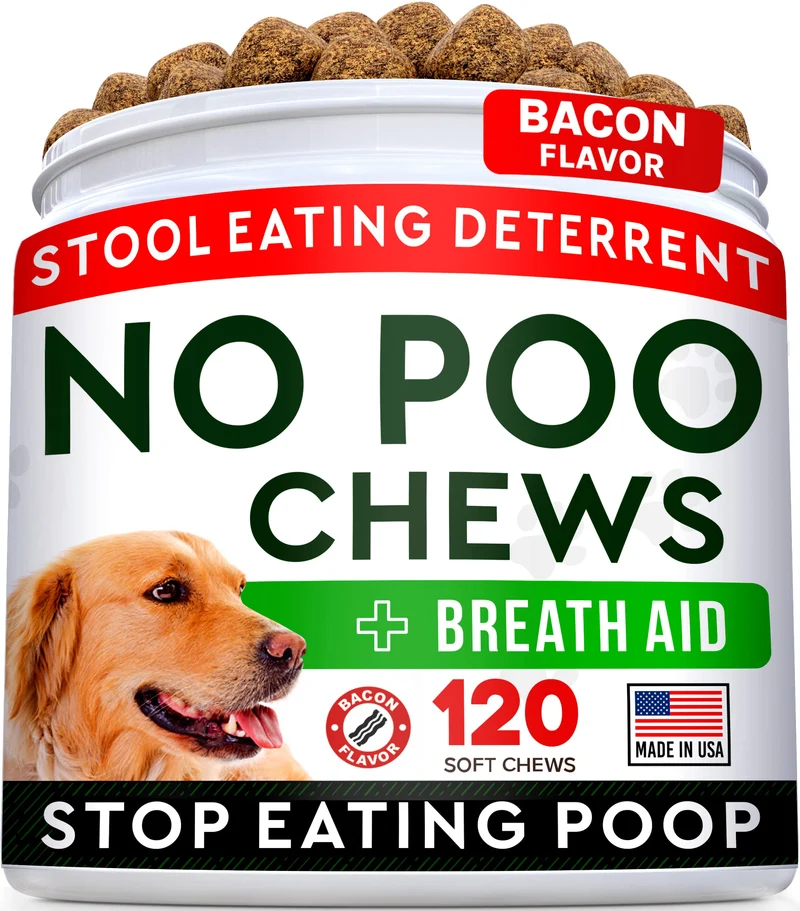 STRELLALAB No Poo – Friandises pour Chiens Bacon – Coprophagie, Enzymes Digestives & Santé Digestive – 120 Friandises