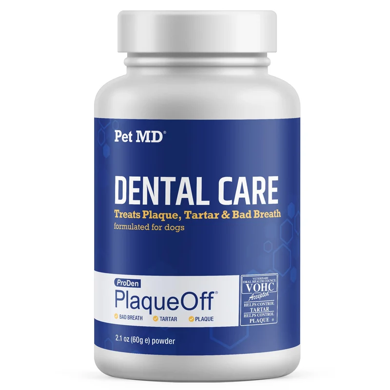 Pet MD Proden PlaqueOff Poudre Dentaire pour Chiens – Réduction du Tartre et Mauvaise Haleine – 60 g