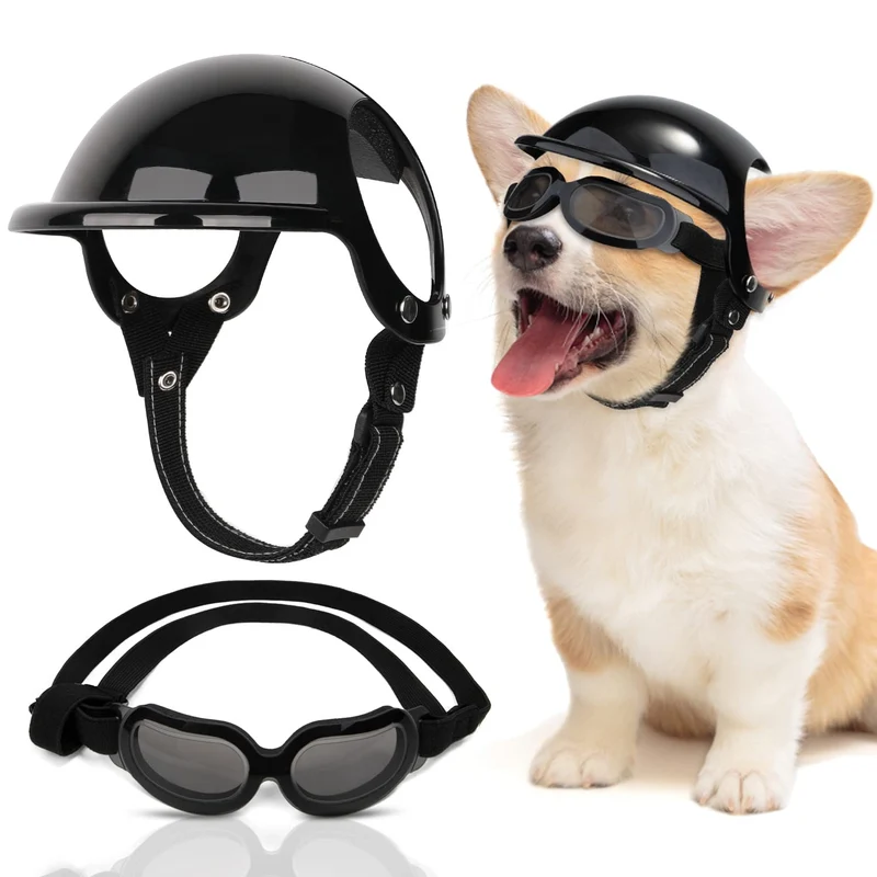 SlowTon Casque et Lunettes pour Chien – Protection UV et Sangles Réglables