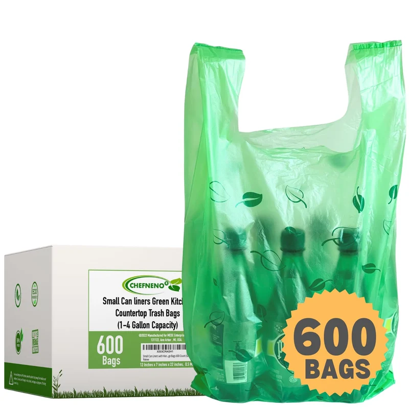 CHEFNENO Sacs Biodégradables 600 ct – Taille Courses 22 x 11,5 x 6,5 po