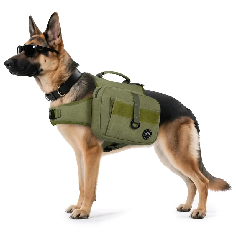 Himal Outdoors Sac à Dos Chien – Selle de Randonnée Tactique pour Grands Chiens, Poches Latérales & Sangles Réglables