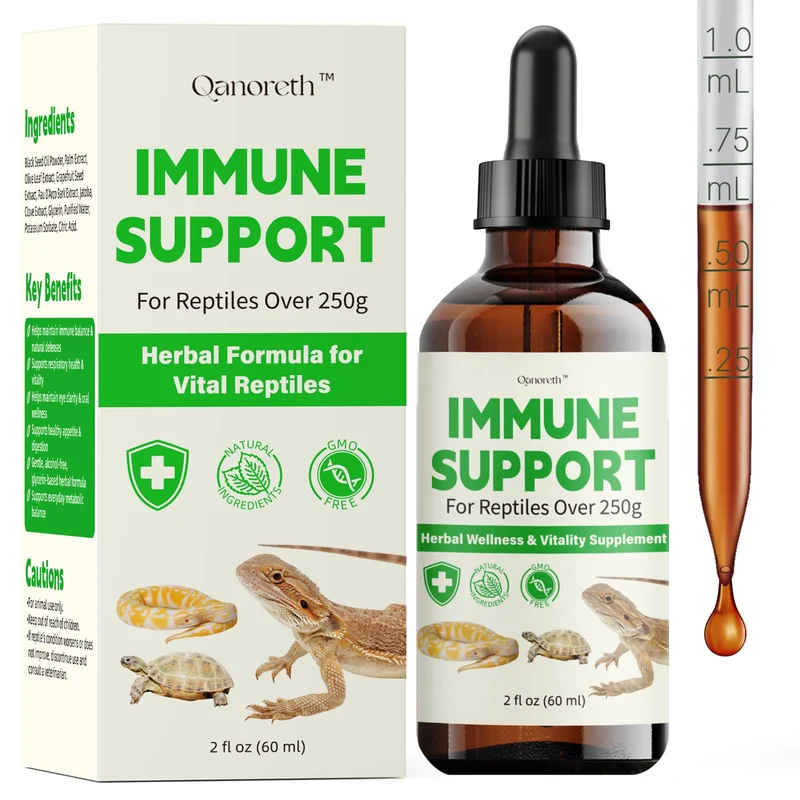 Qanoreth – Gouttes à base d'herbes pour reptiles – Immunité, Respiration, Appétit et Digestion – Sans alcool – 60 ml
