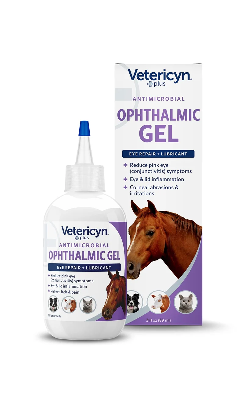 Vetericyn Plus Gel Oculaire pour Chevaux — Lubrifiant et Soulagement des Irritations Oculaires | Sans antibiotiques | 3 oz