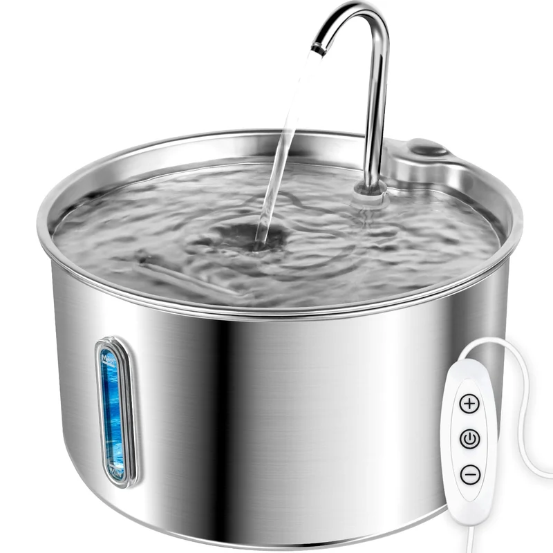 Fontaine Adorabby pour chat – Acier inox 304, 4L, 3 modes, pompe réglable, ultra silencieuse