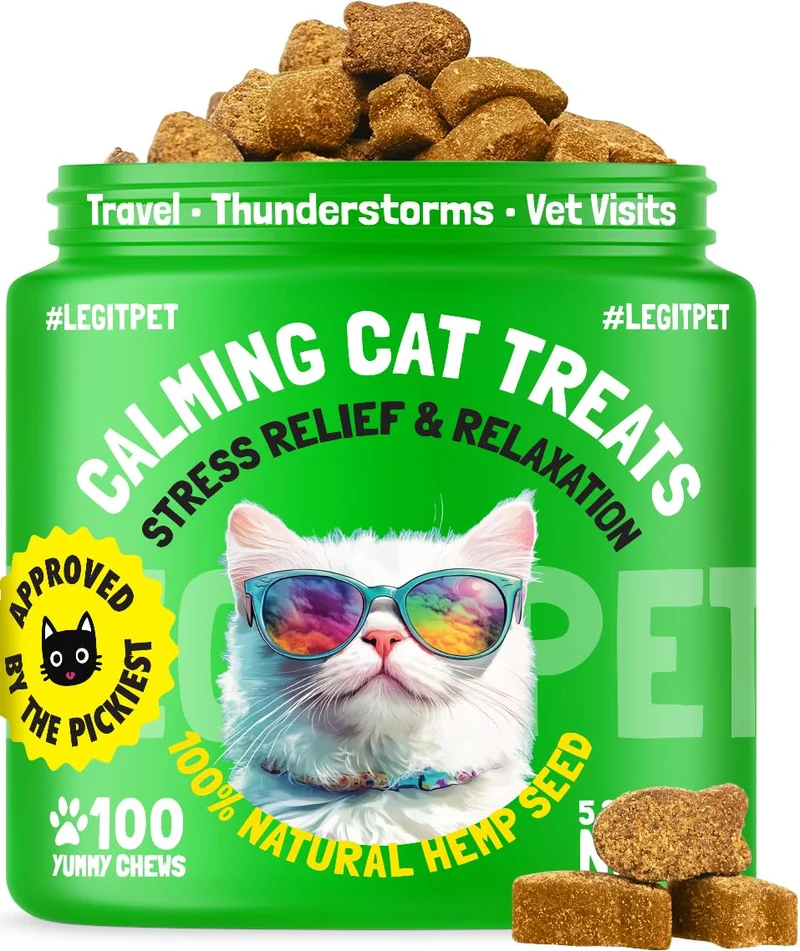 LEGITPET Friandises apaisantes pour chats – calme lors des trajets, visites et orages – 100 bouchées gourmandes