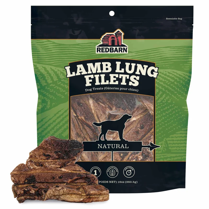 Redbarn Filets de Poumon d'Agneau – Friandises Canines, Protéine Unique, Cuisson au Four, 283 g