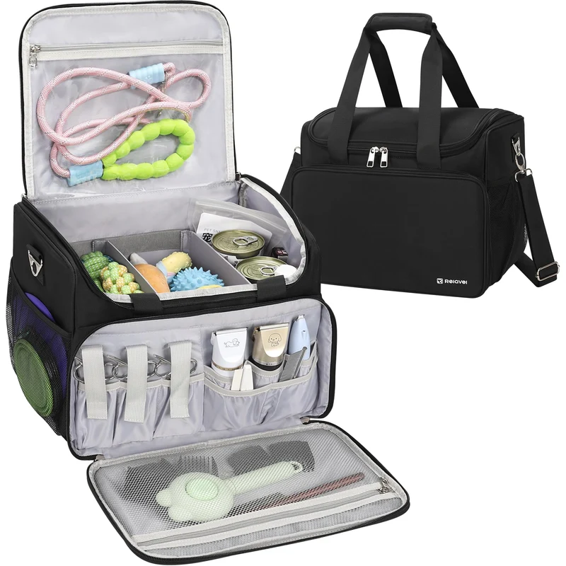 TANTO Sac Toilettage Pro Noir – Grand Compartiment, Poches Dédiées et Transport Pratique
