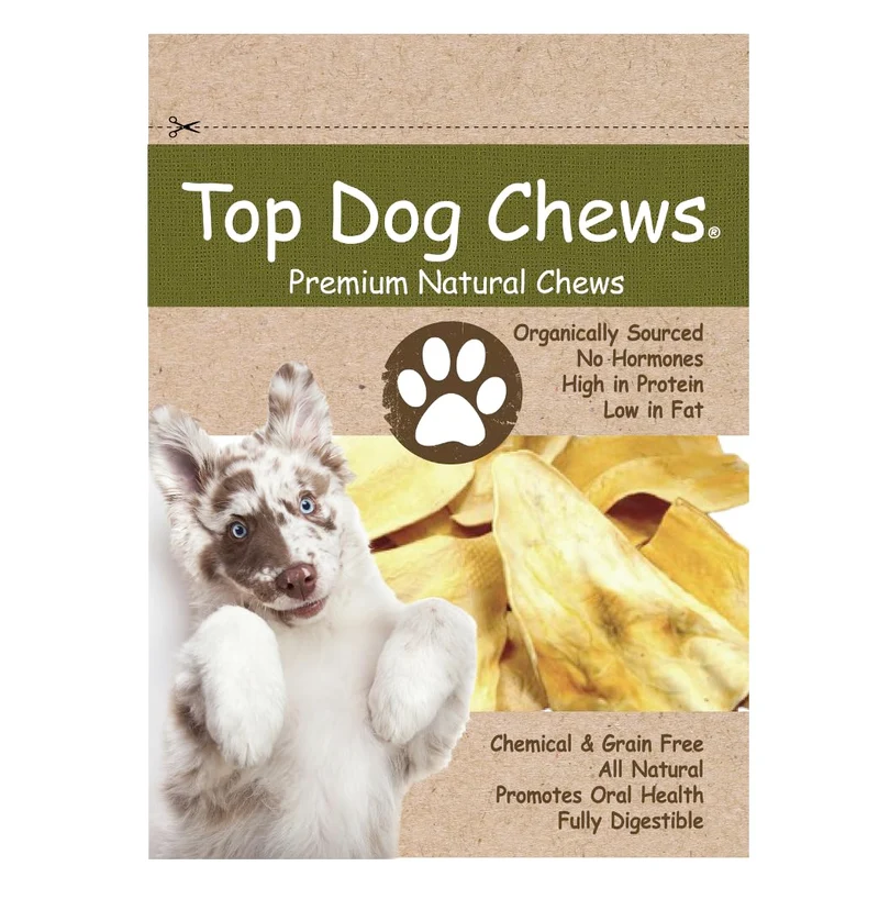 Top Dog Chews - Oreilles de Boeuf Format Large - 100% Naturel, Riches en Protéines, Alternative Saine (Pack de 10)