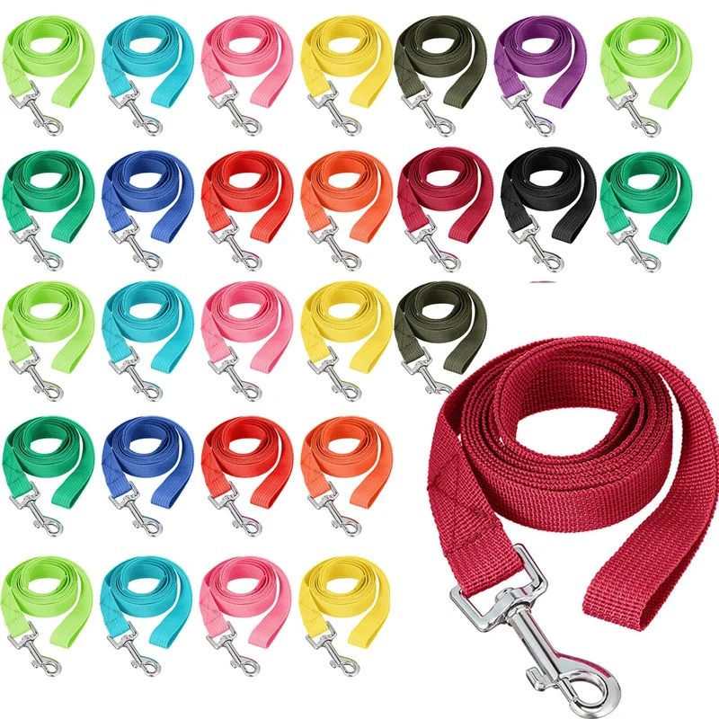 Hillban – Lot de 24 Laisses Nylon Dressage pour Chiens 5 Pieds, 12 Couleurs Assorties – Petits et Moyens