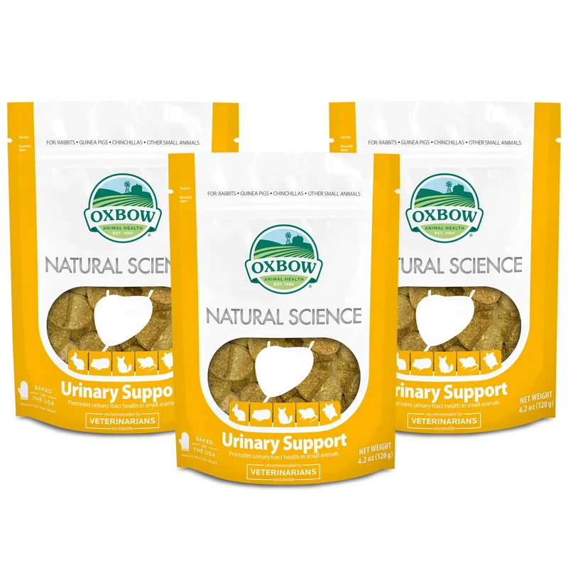 Oxbow Science Naturel – Soutien Urinaire pour Lapin et Cobaye | Foin de Timothy, Canneberge, Racine d'astragale et Graine de Citrouille | Fabriqué aux États-Unis | Lot de 3 sachets de 120 g
