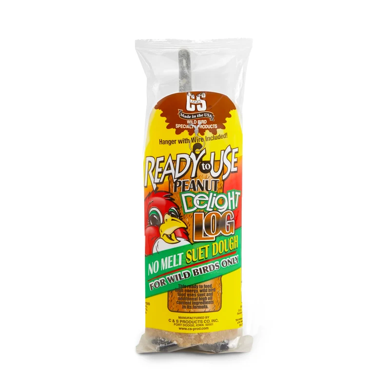 C&S Peanut Delight No Melt Suet Dough Log – Log de suet prêt à accrocher pour oiseaux du jardin