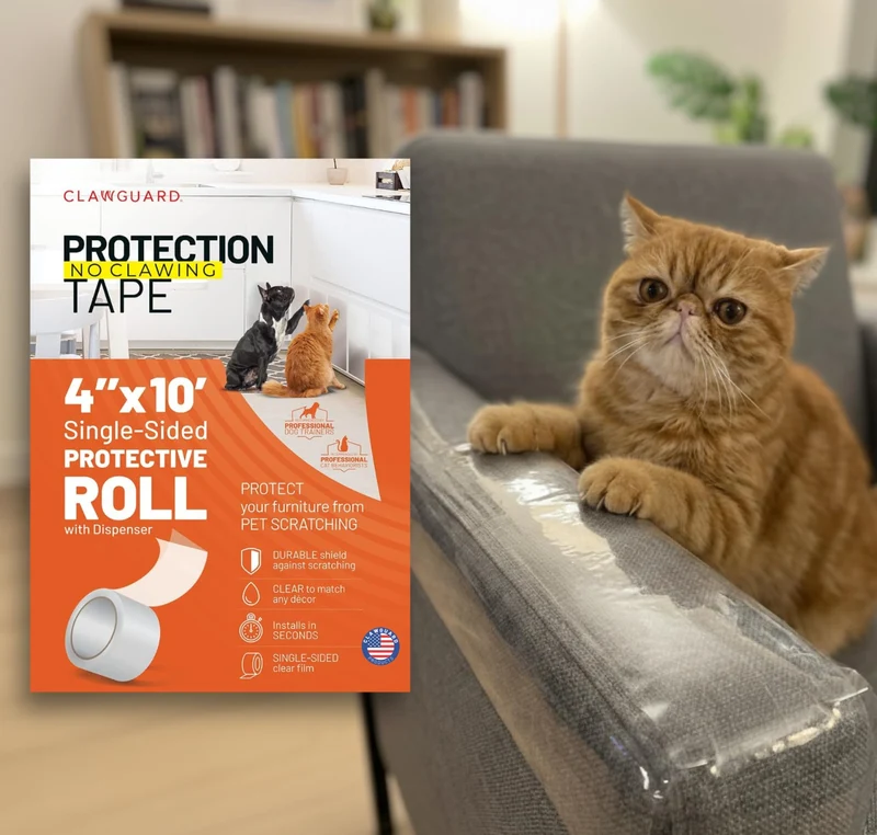CLAWGUARD – Bande de Protection 4 po x 10 pi, Barrière anti-griffes simple-face pour porte et canapé
