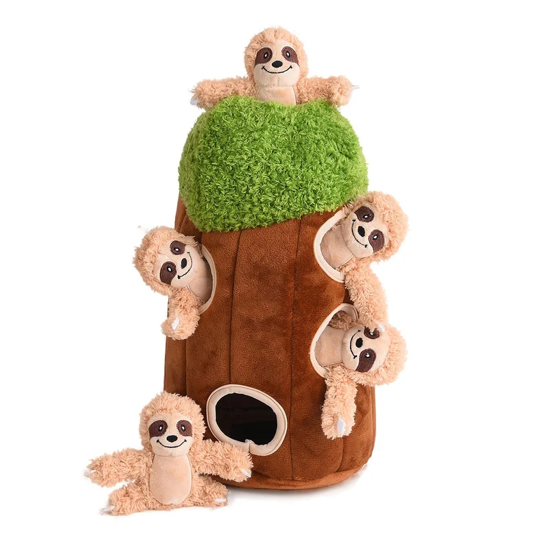 okegztoa Jouet Chien Interactif Peluche Paresseux Siffleur – Cache-cache Forestier pour Chiens (Grand)