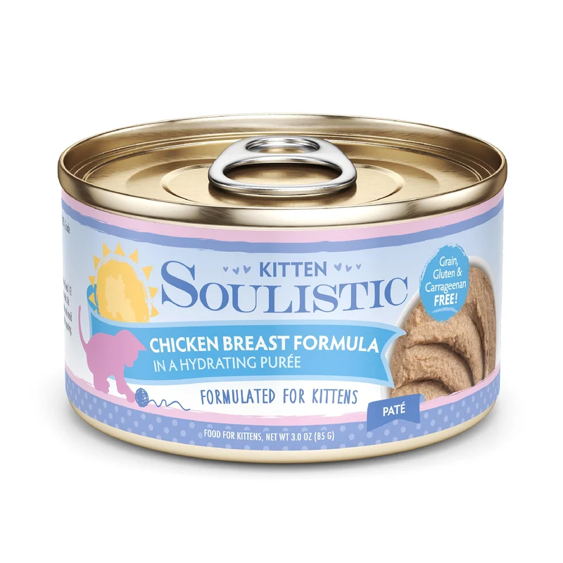 Soulistic Chaton — Purée hydratante au poulet, 3oz, lot de 12 boîtes