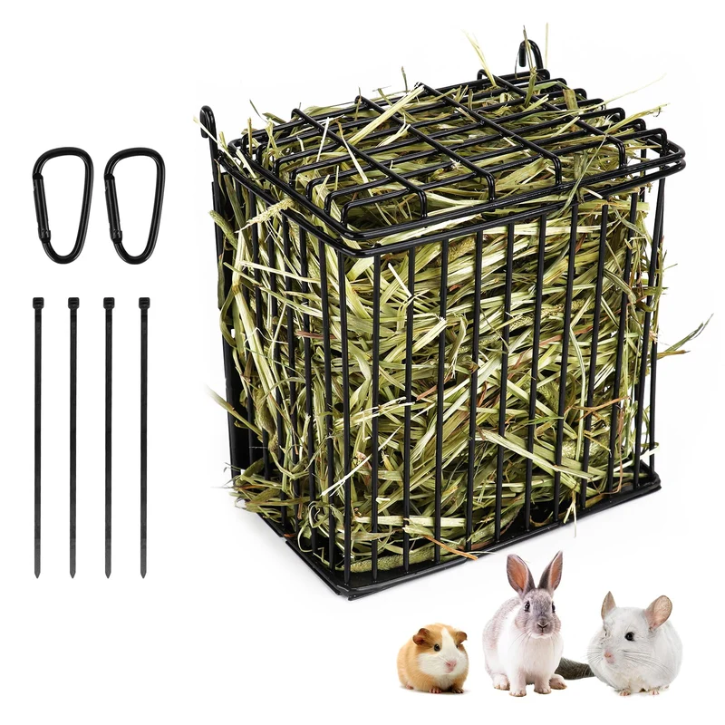 ANDOUNIER – Nouveau Porte-Foin pour Lapins et Petits Animaux, Cadre Métal et Couvercle