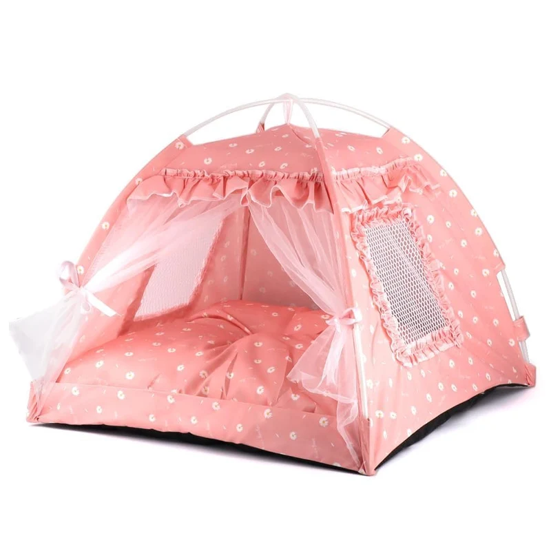 Pawstrip Tente pour Animaux Rose – Petite Cabane Intérieure et Extérieure pour Chiens et Chats (13,8 x 13,8 x 11,8 po)