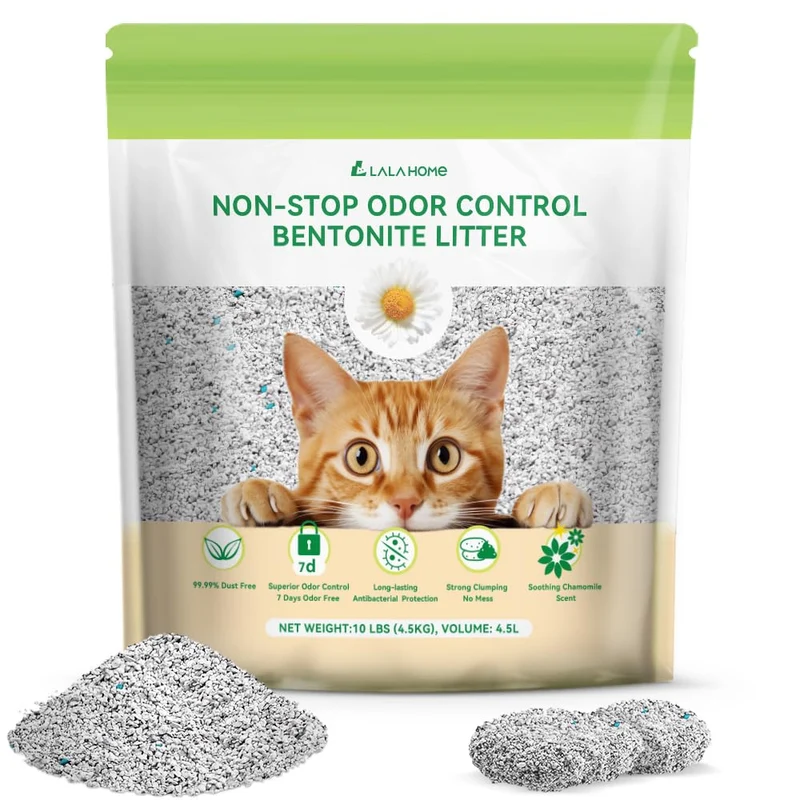 LALAHOME Litière Bentonite – Litière pour Chats Agglomérante, Contrôle des Odeurs, Sans Poussière, 10 lb