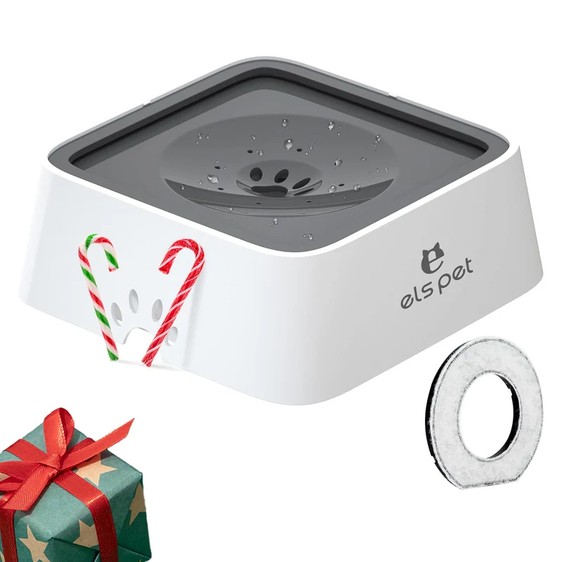 ELS PET Distributeur d'eau sans déversement 2 L — Bol de voyage gris pour chiens et chats