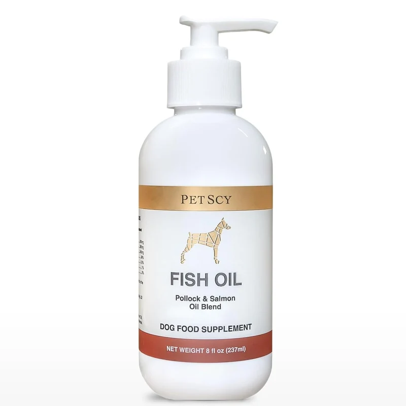 PetScy Oméga-3 pour Chiens – Peau Saine, Pelage Brillant & Mobilité | Huile de Poisson Sauvage d’Alaska avec EPA/DHA – 236 ml