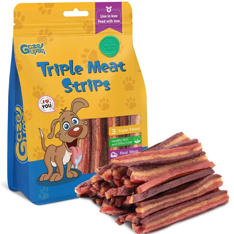 gazeupon Friandises Souples pour Grands Chiens – Tranches Triple Saveurs (Poulet, Canard, Bœuf)