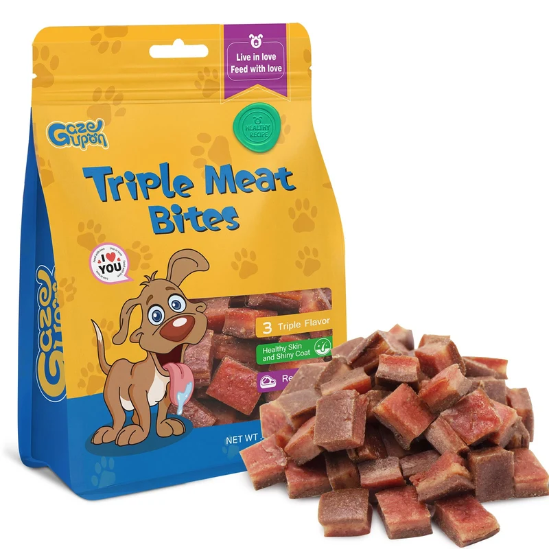 gazeupon Soft Dog Jerky pour Grands Chiens – Triple Saveur Poulet, Canard et Boeuf