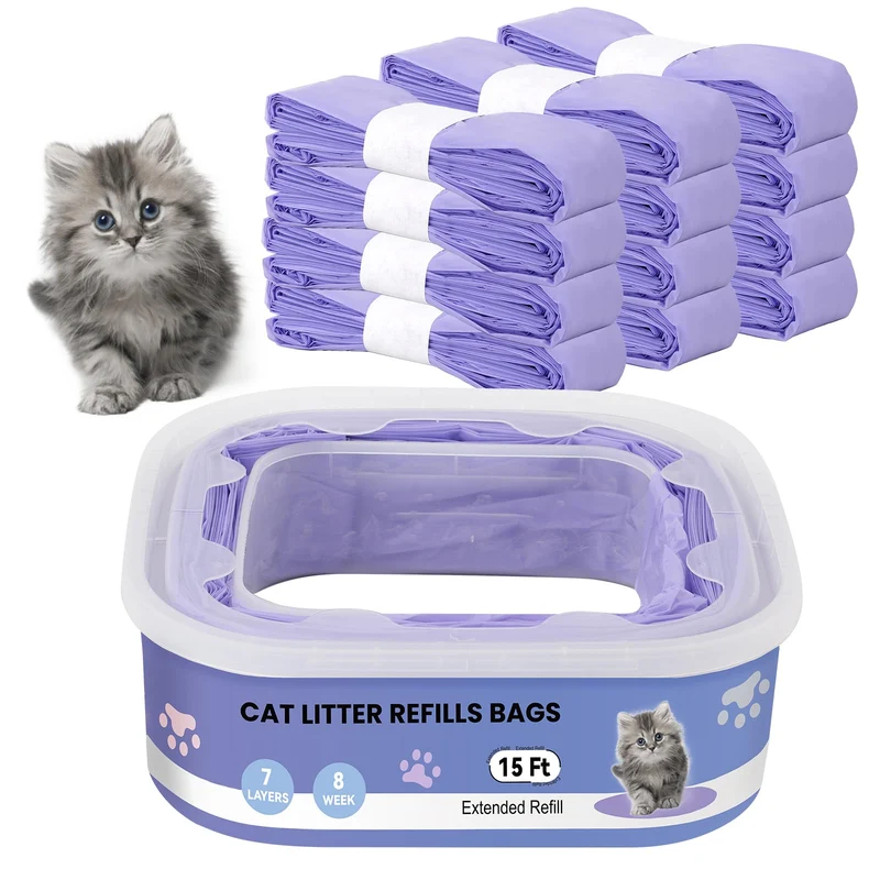 12 recharges Astrallgn pour litière – compatibles Genie, barriere d'odeur 7 couches, boite violette incluse