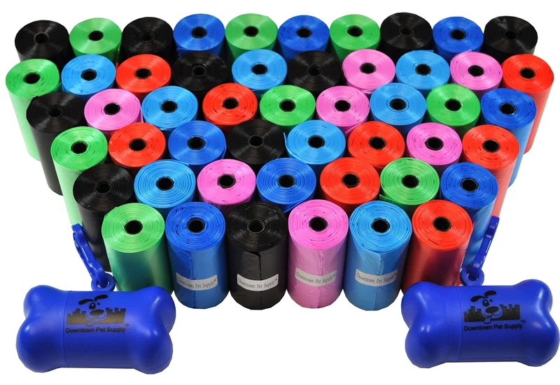 Downtown Pet Supply Sacs-poubelle pour chien 1000 CT – Sacs imperméables, sans parfum, avec 2 distributeurs