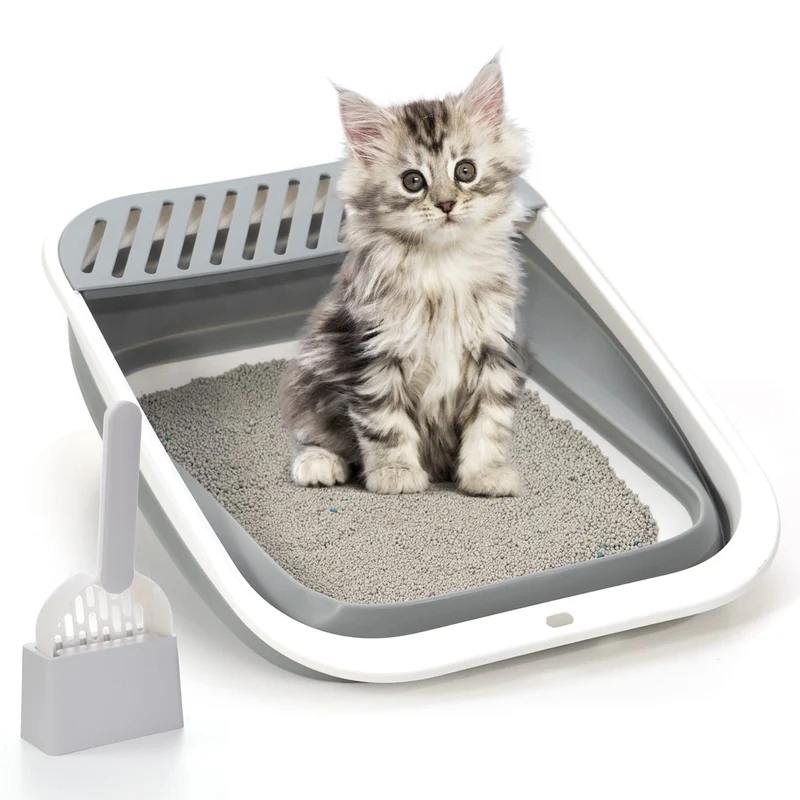 TomteNisse Boîte à Litière Pliable Grand Modèle – Hauteur Réglable et Anti‑éclaboussures