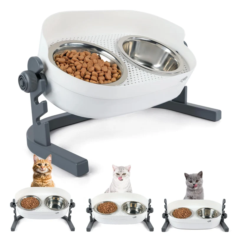 ALL FOR PAWS Bols Élevés Réglables en Acier Inox – Pour Chats, Confort et Hygiène