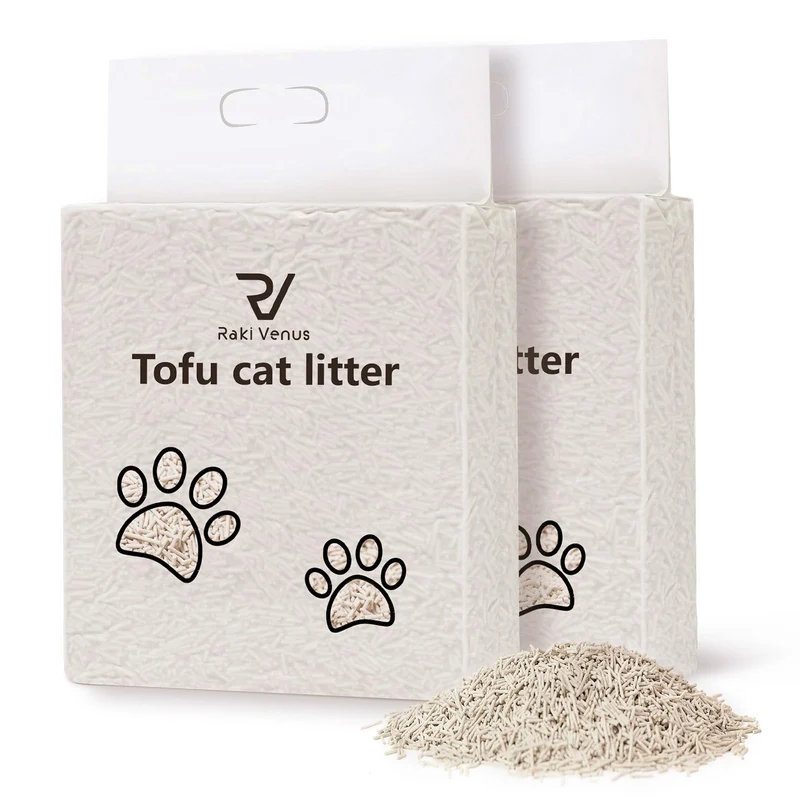 Raki Venus Litière Tofu pour Chats - Agglomération Forte, Absorption Élevée, Jetable (2 Paquets de 12 Livres) Saveur Originale