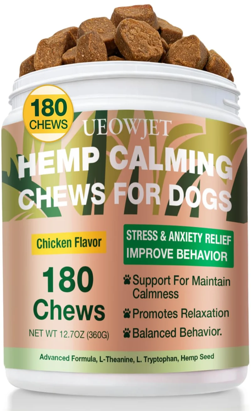 UEOWJET Hemp Calming Chews pour chiens – Détente, stress et sommeil possibles