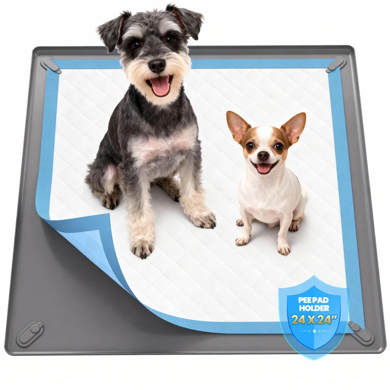 Puppyspout Bac Toilette Chien 24x24 en Silicone Clips Magnétiques et Rebord Étanche