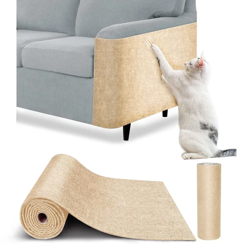 Farhming — Protège-Meubles pour Chats : Tapis Griffade DIY Beige, 78,7 x 15,8 pouces