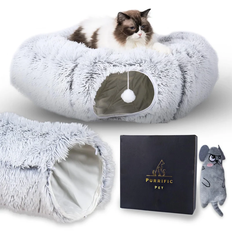 Tunnel pour Chat Purrific Pet – Tunnel en forme de beignet intérieur haut de gamme