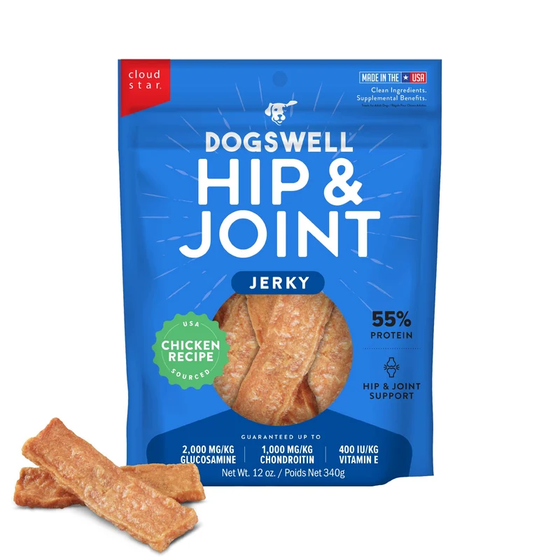 DOGSWELL Friandises pour Hanches et Articulations – Poulet, Sans Céréales, Glucosamine et Chondroïtine, 12 oz, Fabriqué aux États-Unis