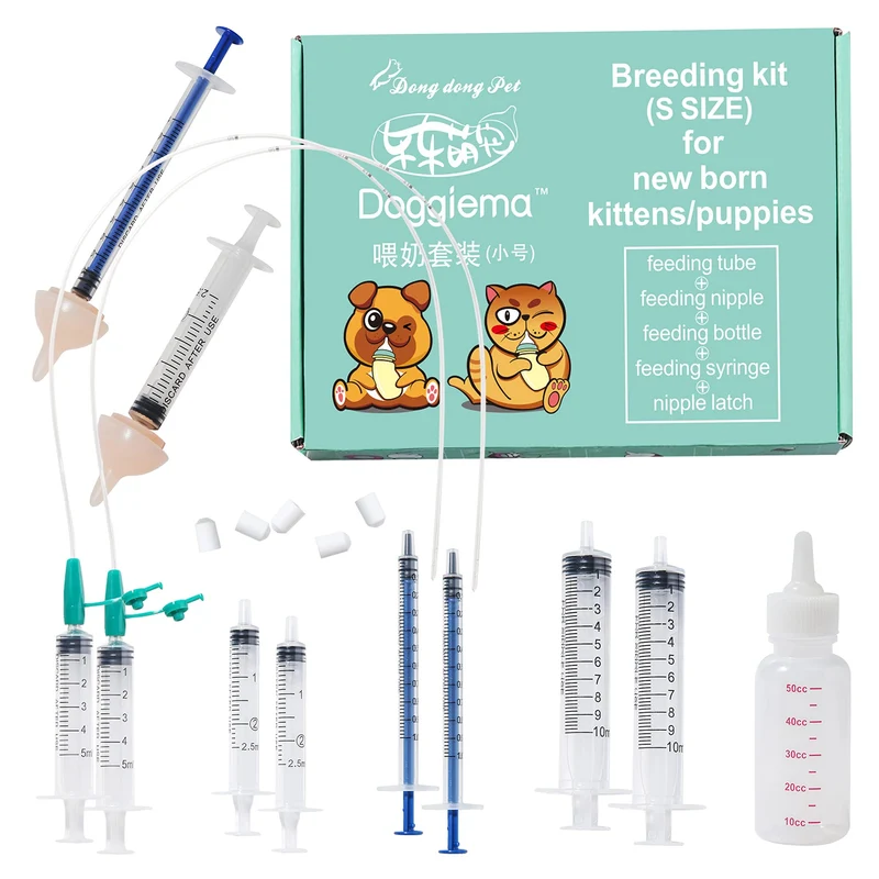 Doggiema Kit d'élevage pour chiots et chatons – tétines, tubes, seringues et biberons